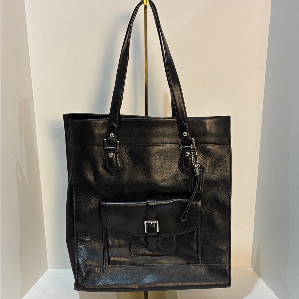 Coach Black Leather Tote Bag